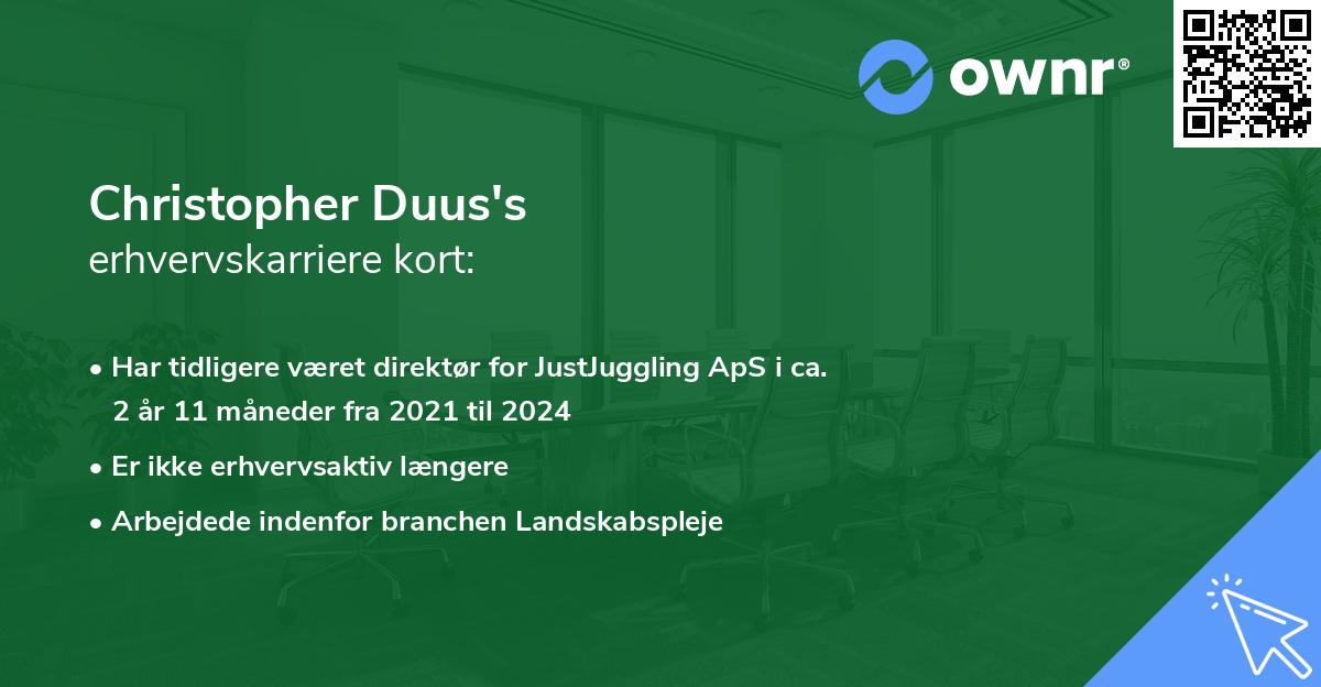 Christopher Duus's erhvervskarriere kort