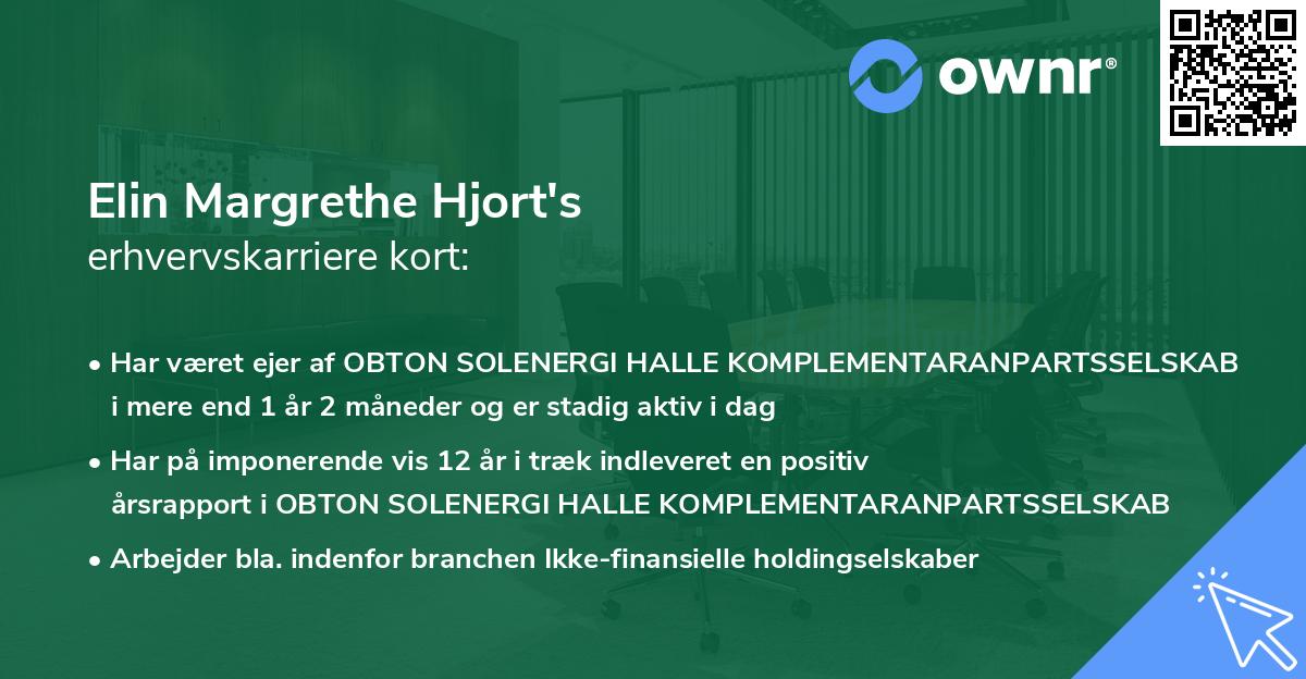 Elin Margrethe Hjort's erhvervskarriere kort