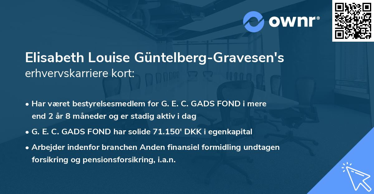 Elisabeth Louise Güntelberg-Gravesen's erhvervskarriere kort
