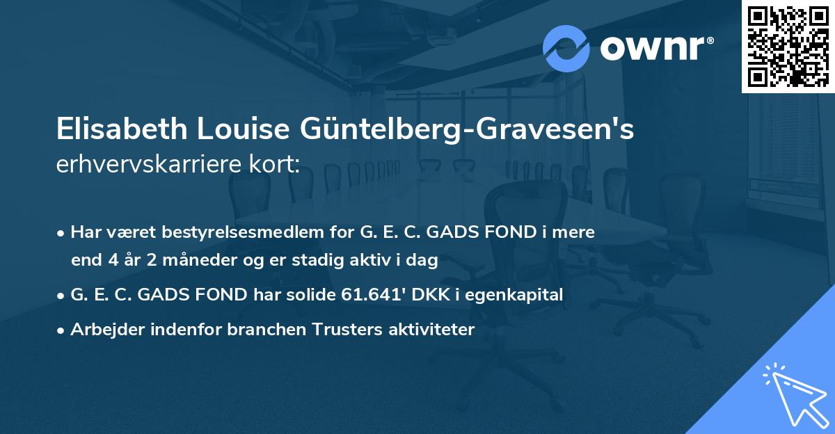 Elisabeth Louise Güntelberg-Gravesen's erhvervskarriere kort