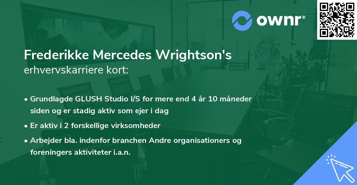 Frederikke Mercedes Wrightson's erhvervskarriere kort
