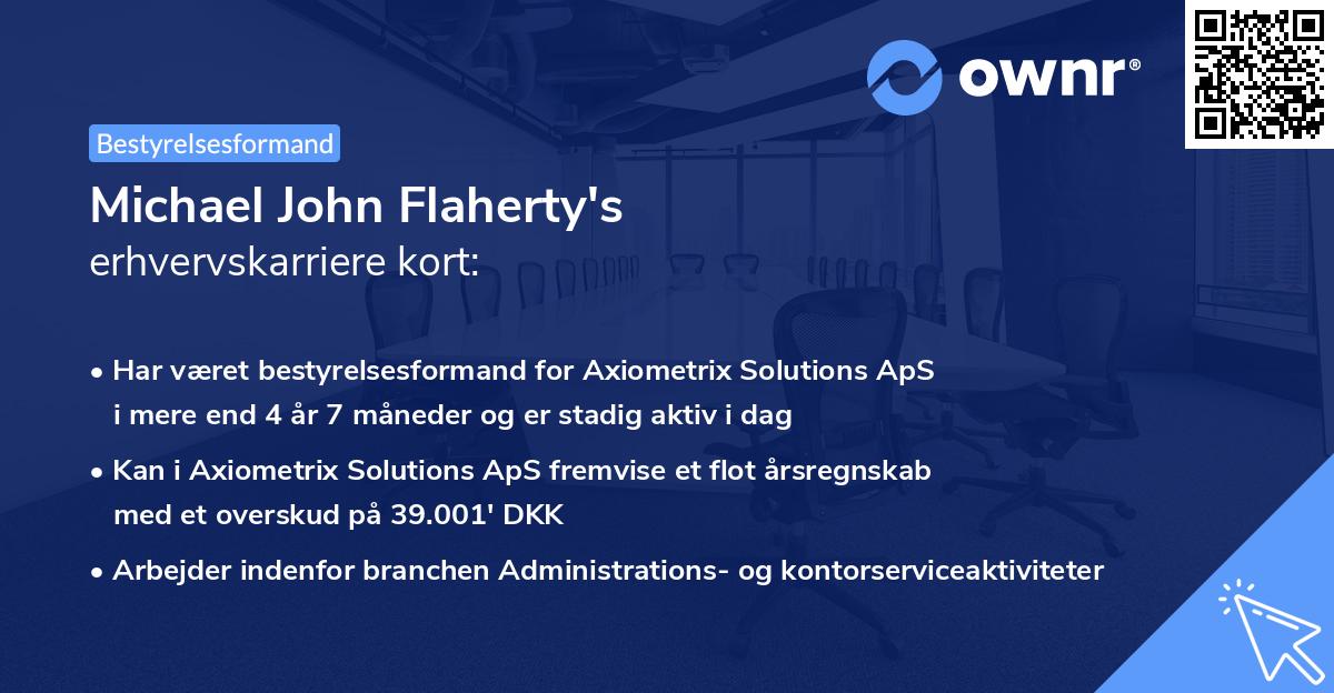 Michael John Flaherty's erhvervskarriere kort