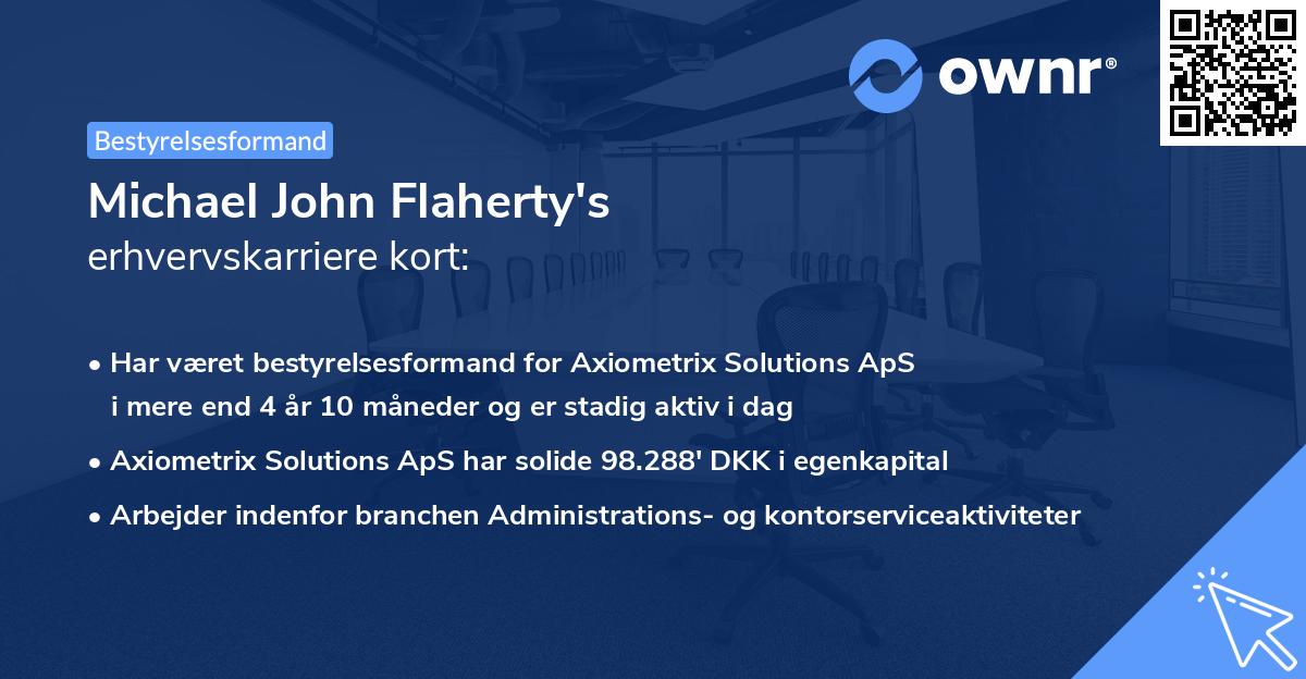 Michael John Flaherty's erhvervskarriere kort