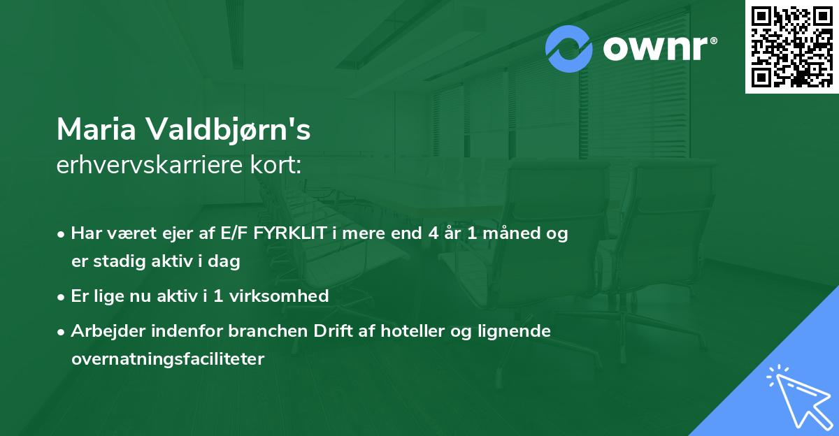 Maria Valdbjørn's erhvervskarriere kort