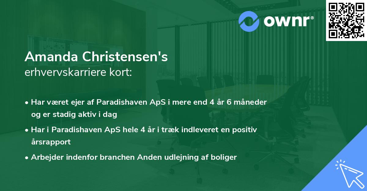Amanda Christensen's erhvervskarriere kort