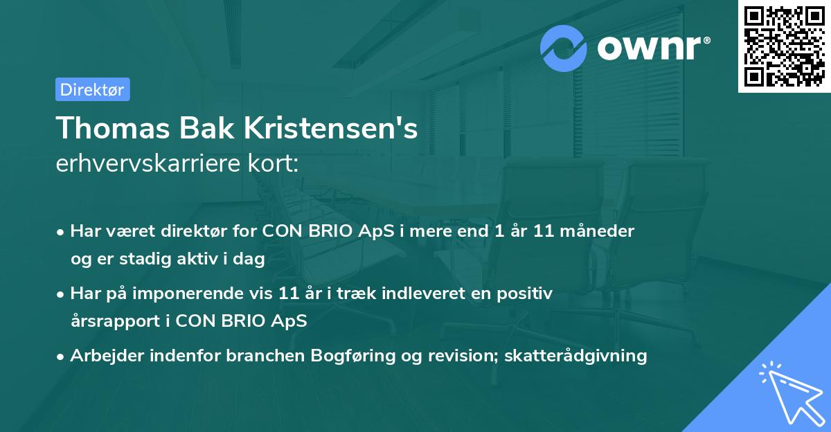 Thomas Bak Kristensen's erhvervskarriere kort