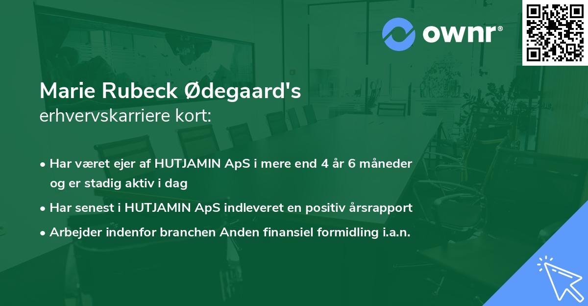 Marie Rubeck Ødegaard's erhvervskarriere kort