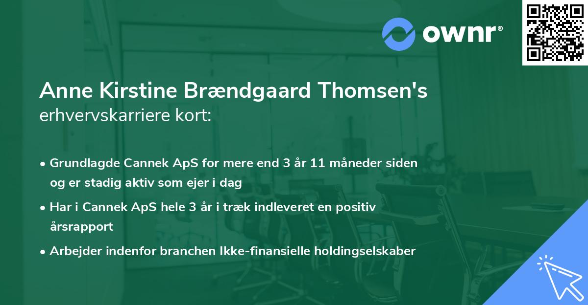 Anne Kirstine Brændgaard Thomsen's erhvervskarriere kort