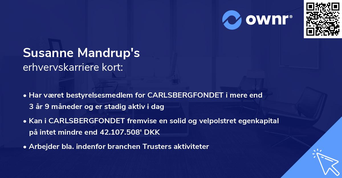 Susanne Mandrup's erhvervskarriere kort