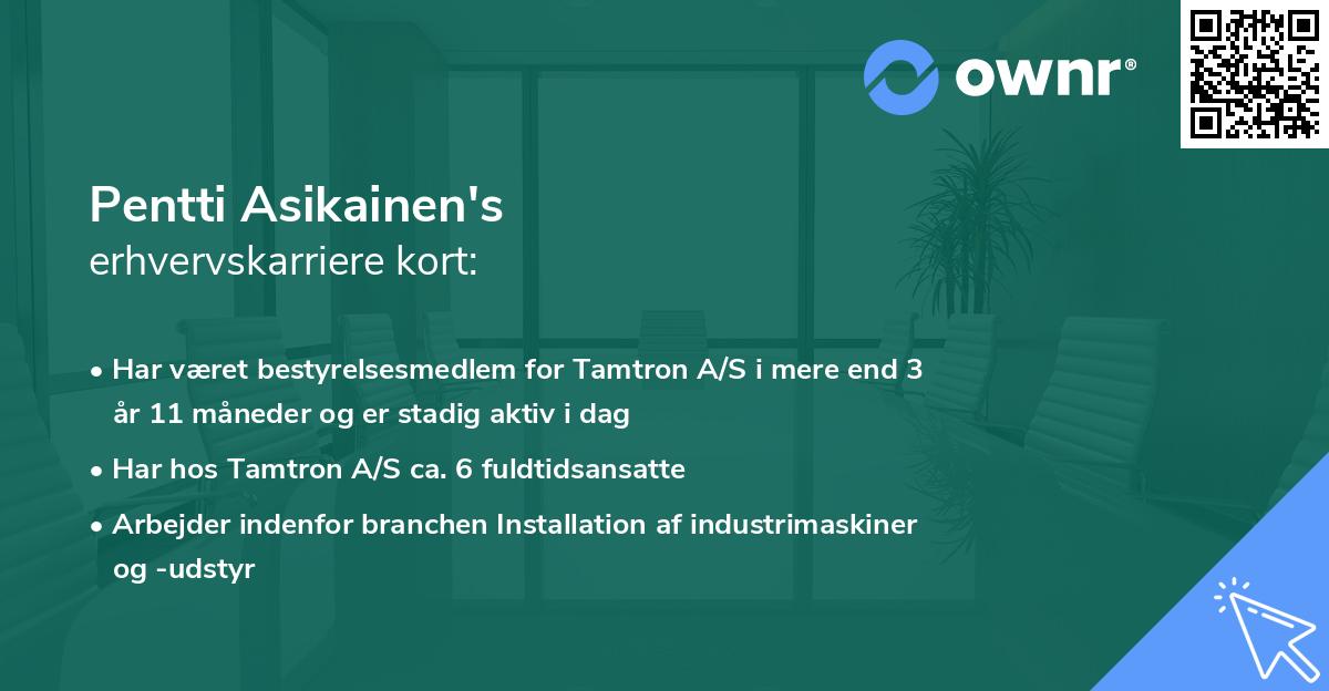 Pentti Asikainen's erhvervskarriere kort