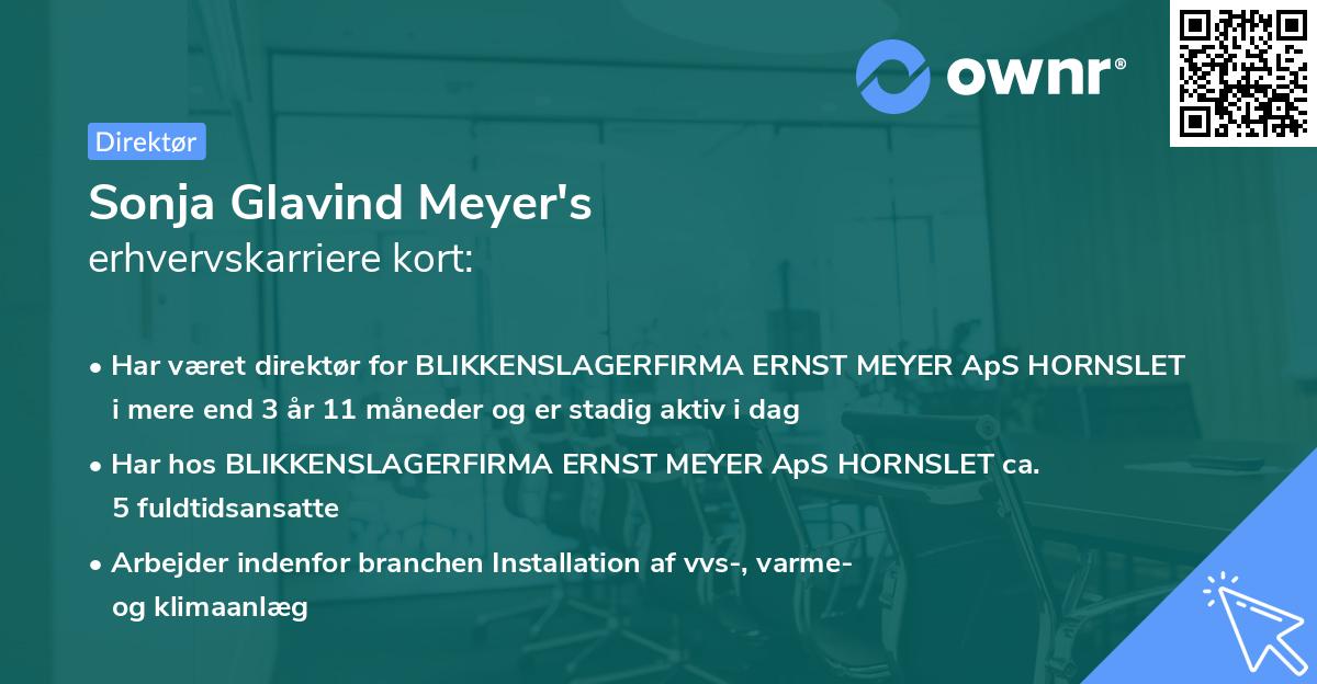 Sonja Glavind Meyer's erhvervskarriere kort