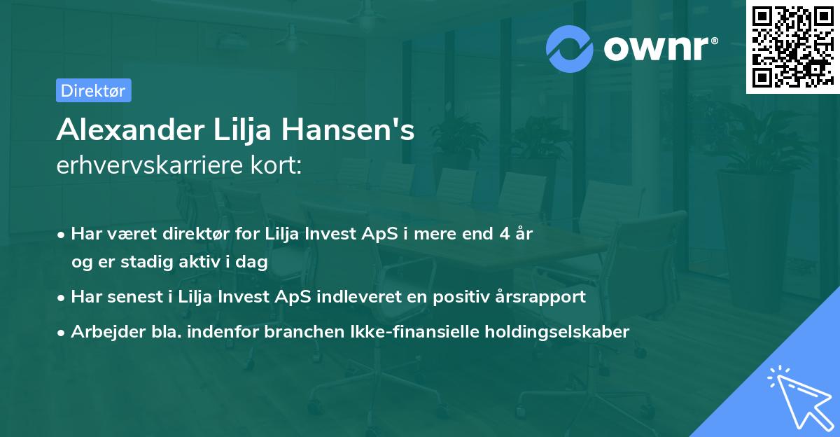 Alexander Lilja Hansen's erhvervskarriere kort