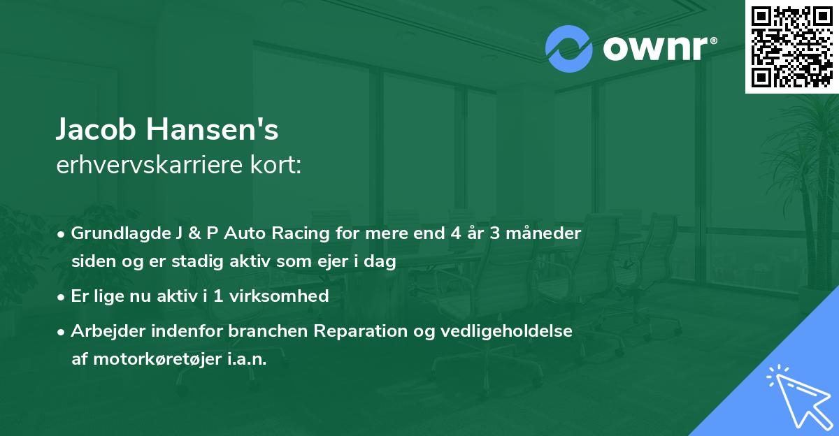 Jacob Hansen's erhvervskarriere kort