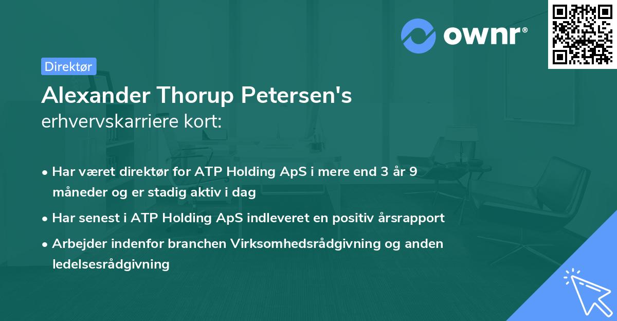 Alexander Thorup Petersen's erhvervskarriere kort