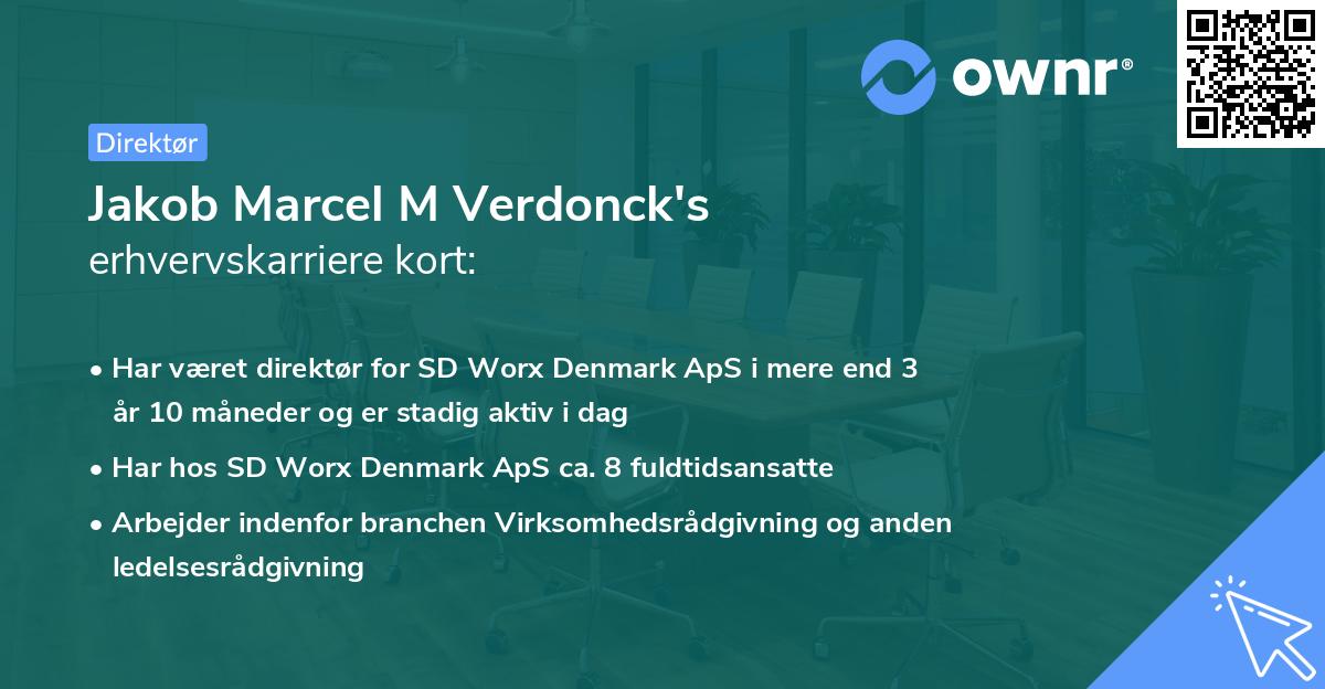 Jakob Marcel M Verdonck's erhvervskarriere kort