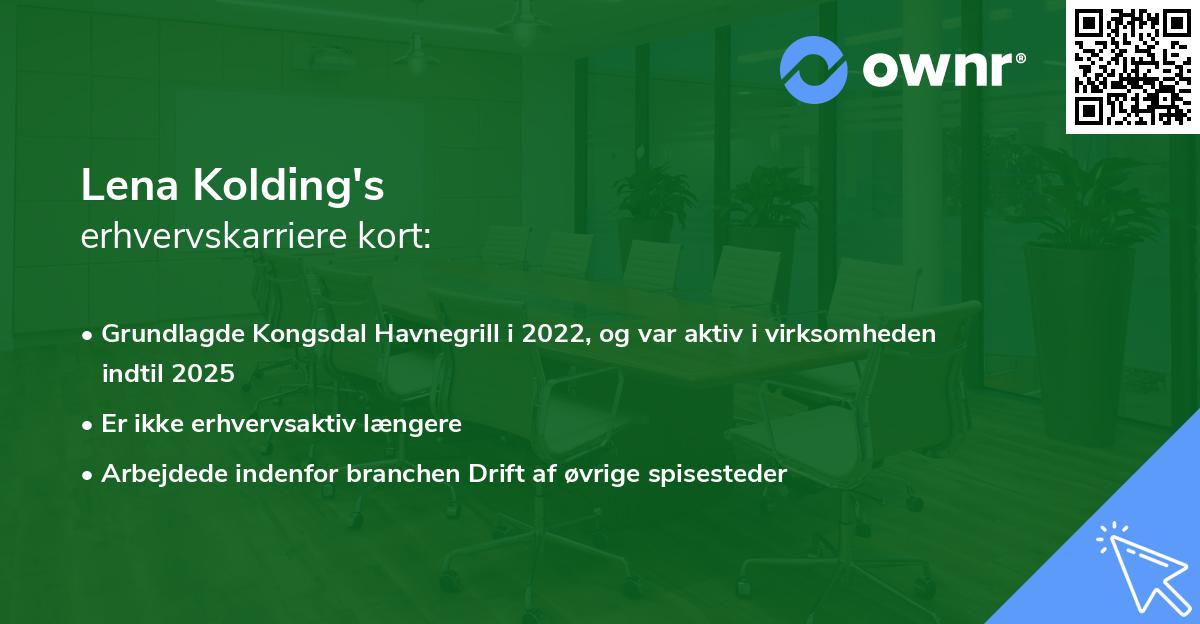 Lena Kolding's erhvervskarriere kort