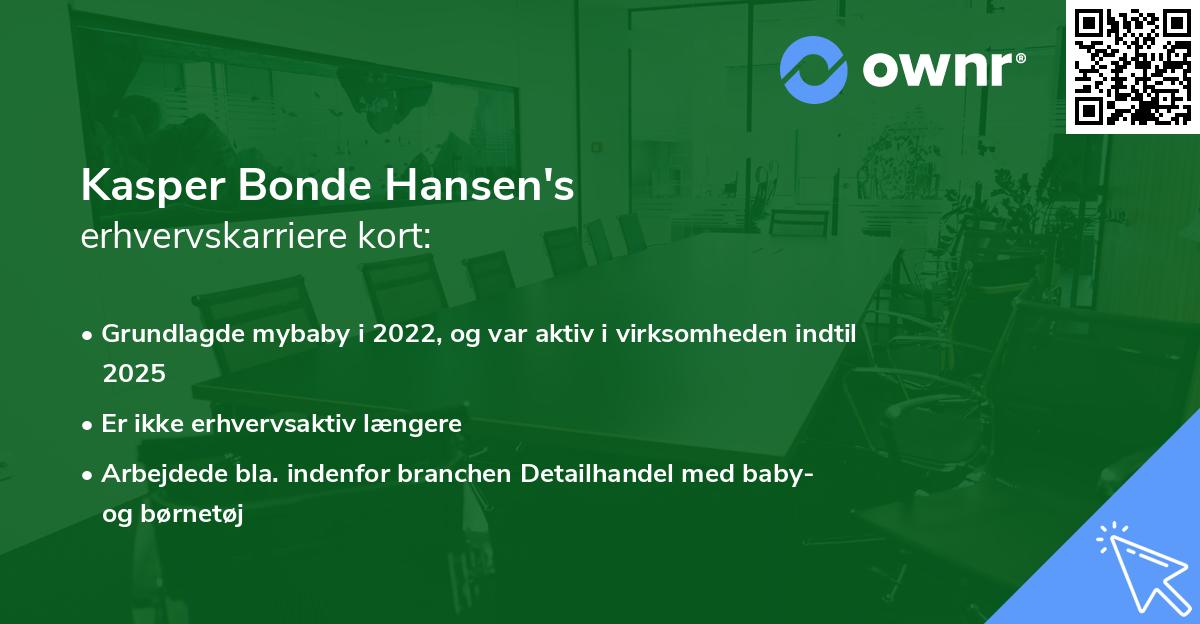 Kasper Bonde Hansen's erhvervskarriere kort