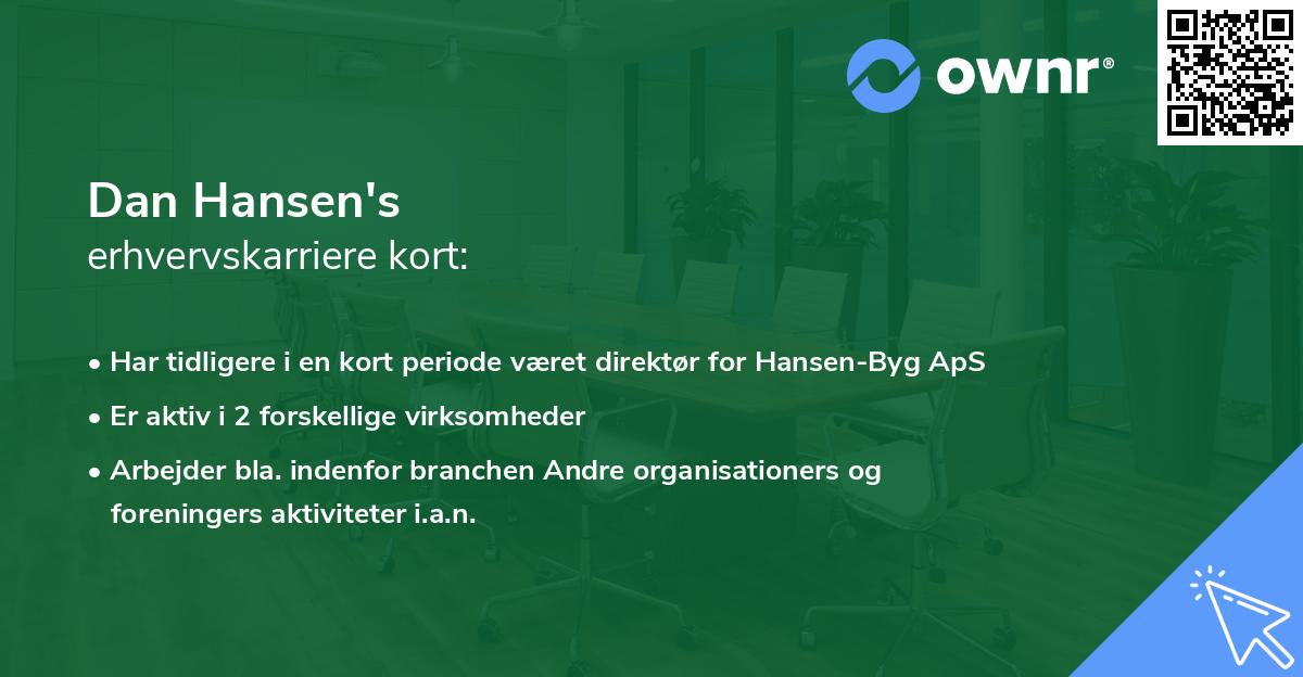Dan Hansen's erhvervskarriere kort