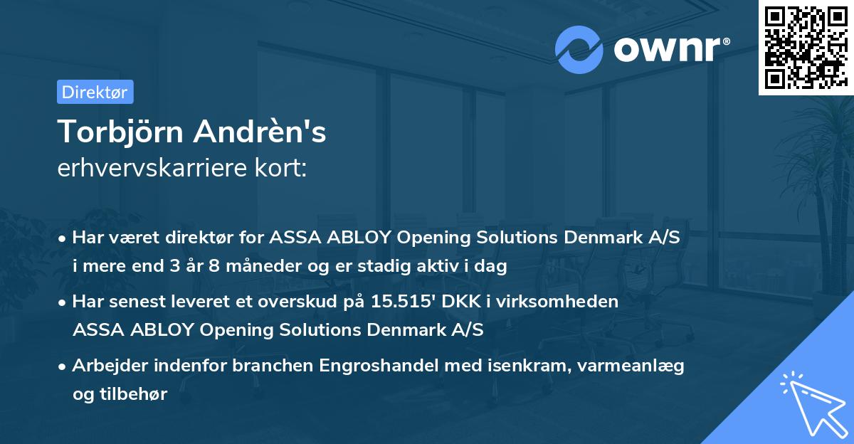 Torbjörn Andrèn's erhvervskarriere kort