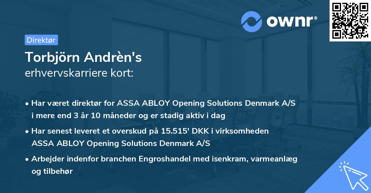 Torbjörn Andrèn's erhvervskarriere kort