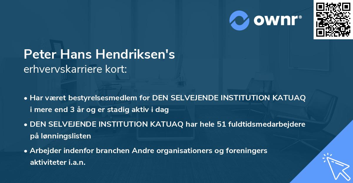 Peter Hans Hendriksen's erhvervskarriere kort