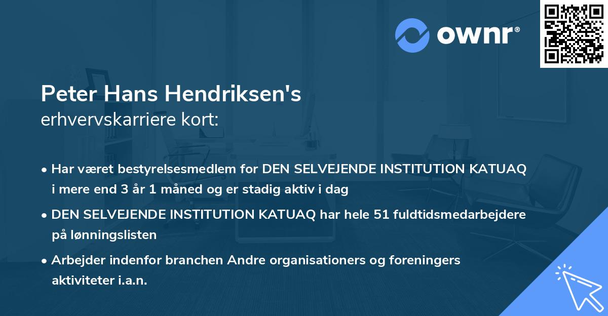 Peter Hans Hendriksen's erhvervskarriere kort