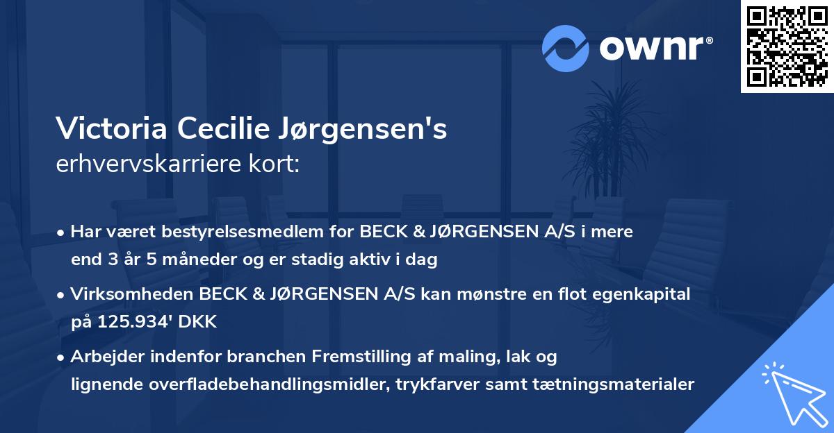Victoria Cecilie Jørgensen's erhvervskarriere kort