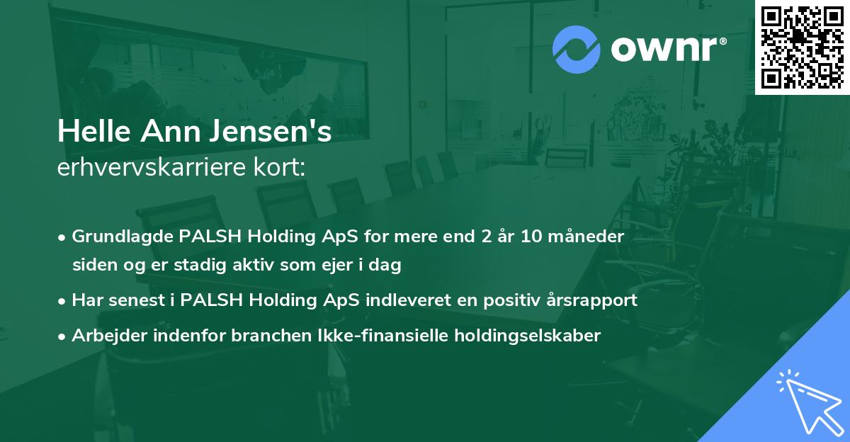 Helle Ann Jensen's erhvervskarriere kort