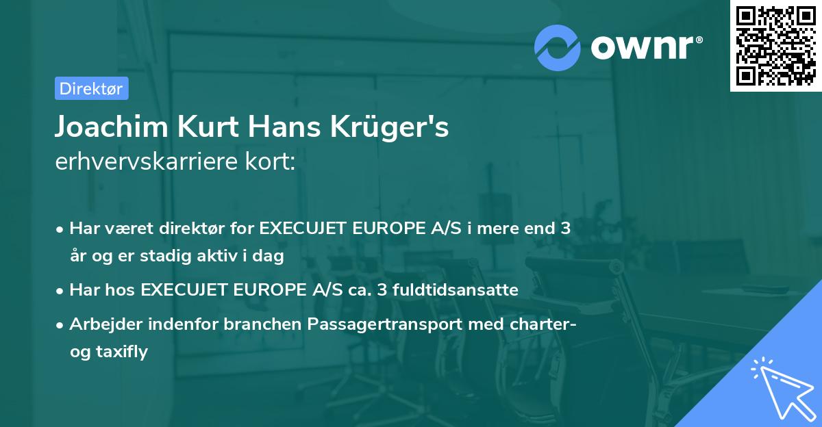 Joachim Kurt Hans Krüger's erhvervskarriere kort