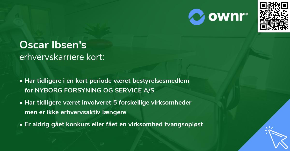 Oscar Ibsen's erhvervskarriere kort