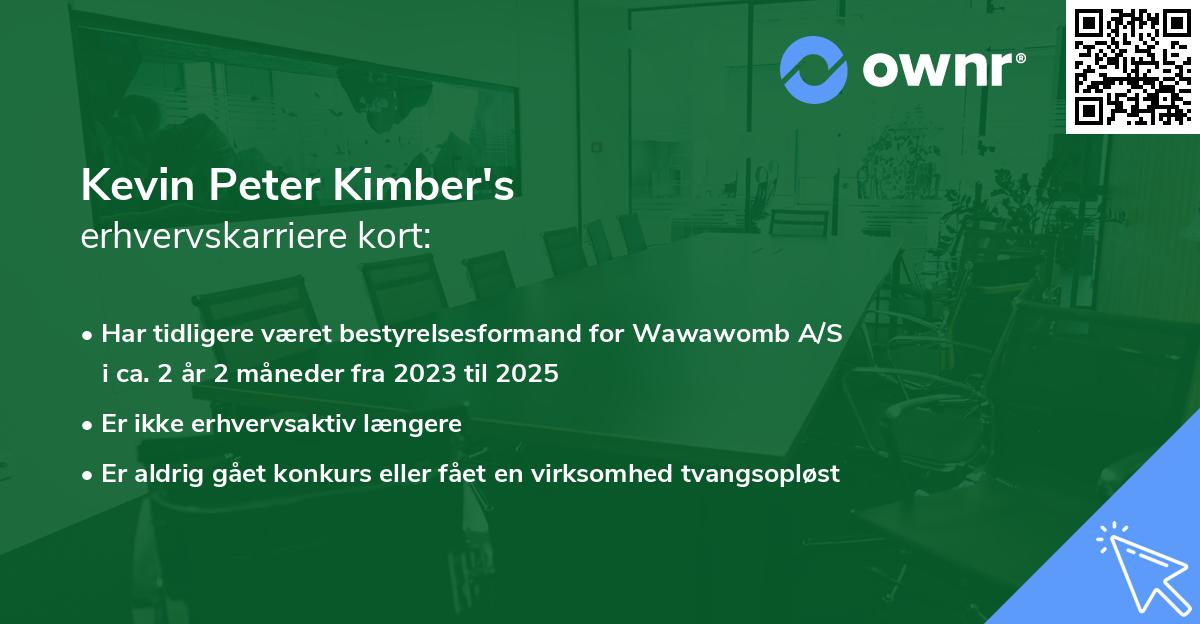 Kevin Peter Kimber's erhvervskarriere kort