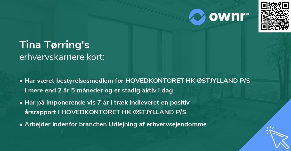 Tina Tørring's erhvervskarriere kort