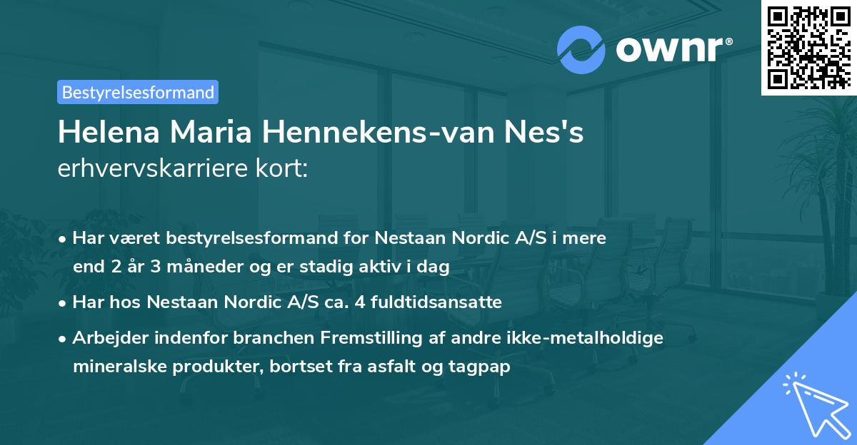 Helena Maria Hennekens-van Nes's erhvervskarriere kort