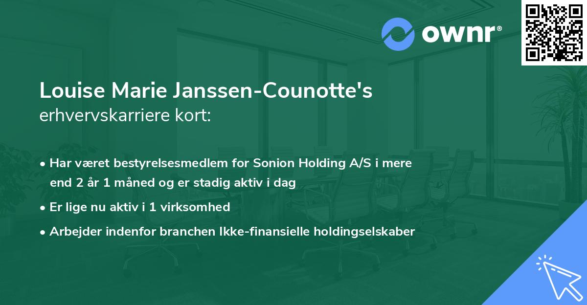 Louise Marie Janssen-Counotte's erhvervskarriere kort