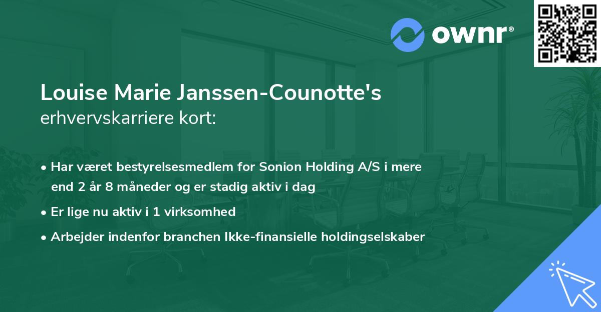 Louise Marie Janssen-Counotte's erhvervskarriere kort