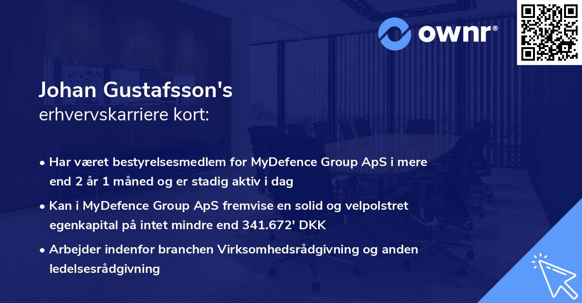 Johan Gustafsson's erhvervskarriere kort