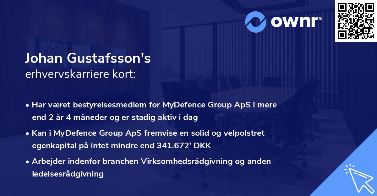 Johan Gustafsson's erhvervskarriere kort