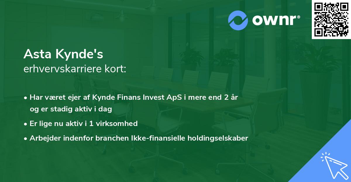 Asta Kynde's erhvervskarriere kort