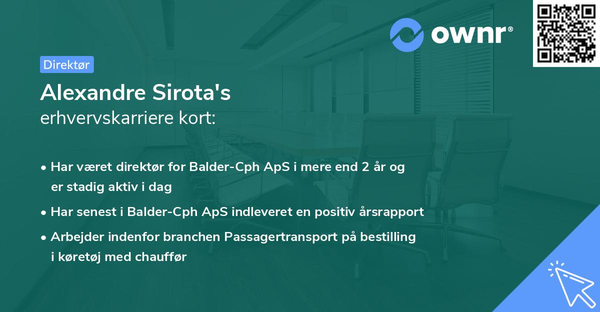 Alexandre Sirota's erhvervskarriere kort