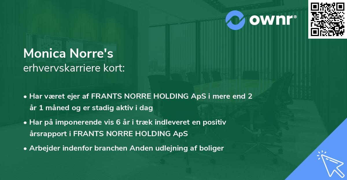 Monica Norre's erhvervskarriere kort