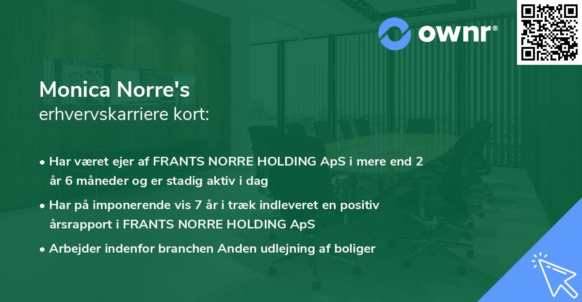 Monica Norre's erhvervskarriere kort