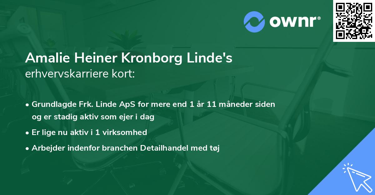 Amalie Heiner Kronborg Linde's erhvervskarriere kort