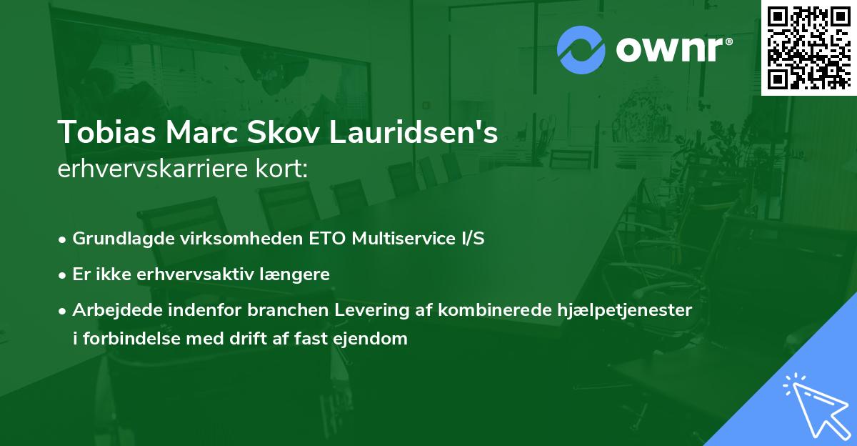 Tobias Marc Skov Lauridsen's erhvervskarriere kort