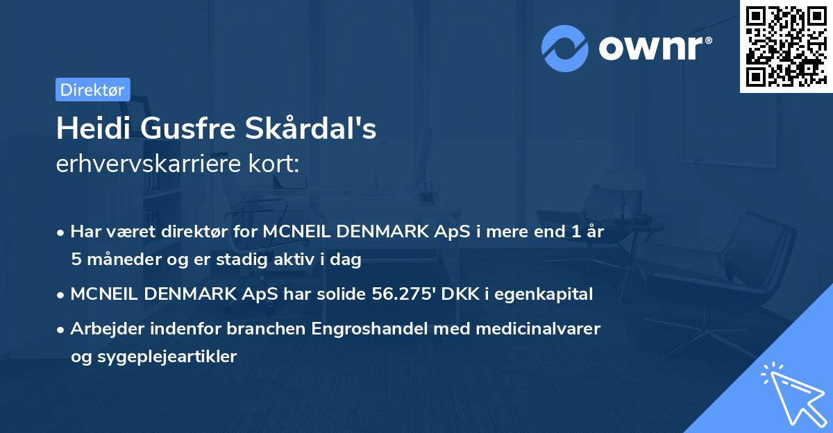 Heidi Gusfre Skårdal's erhvervskarriere kort