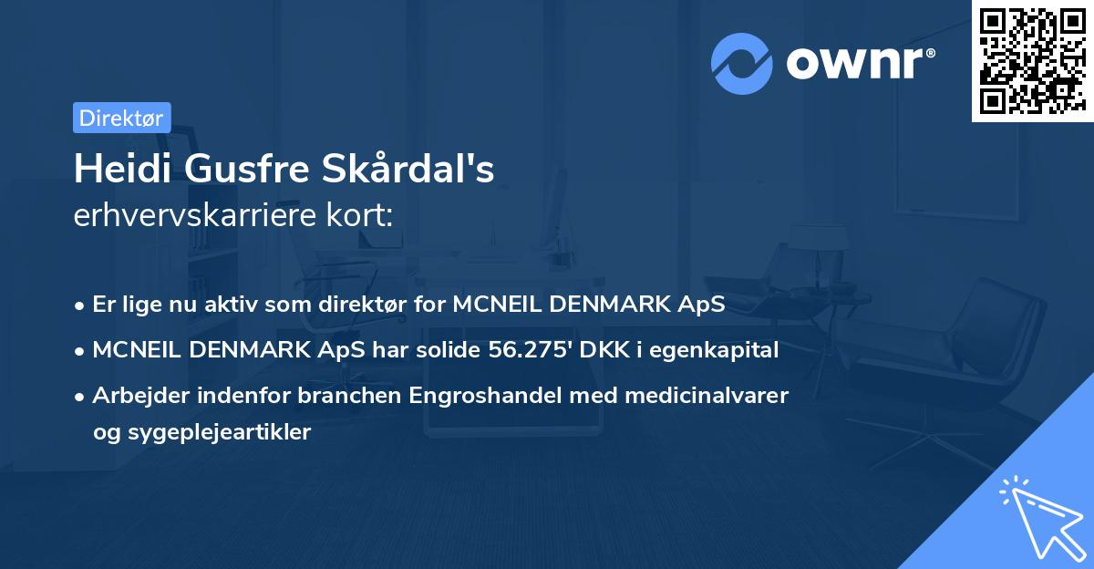 Heidi Gusfre Skårdal's erhvervskarriere kort