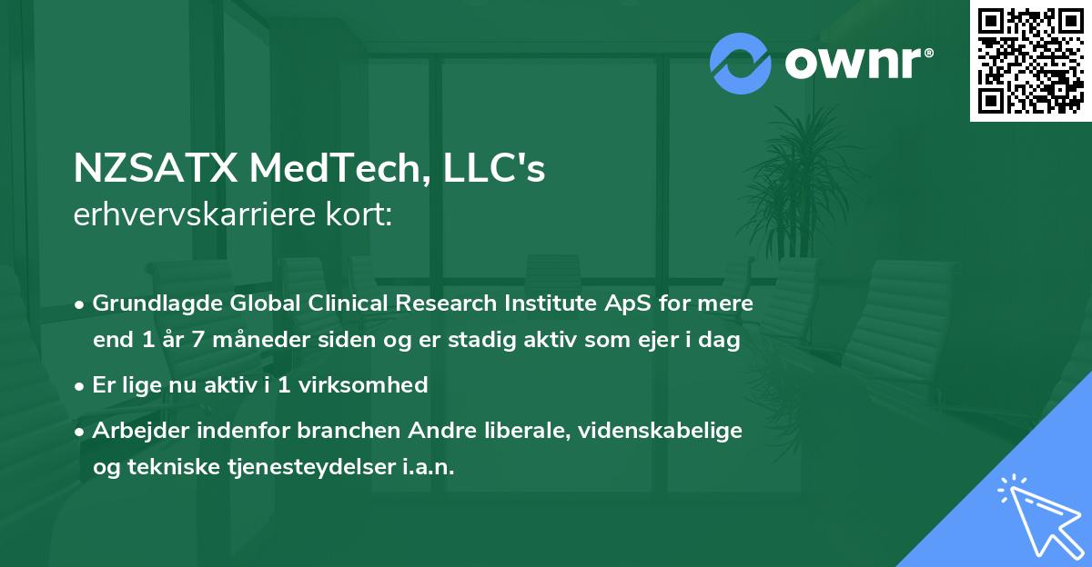NZSATX MedTech, LLC's erhvervskarriere kort