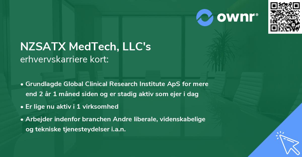 NZSATX MedTech, LLC's erhvervskarriere kort