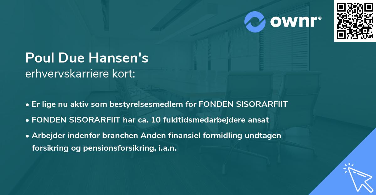 Poul Due Hansen's erhvervskarriere kort