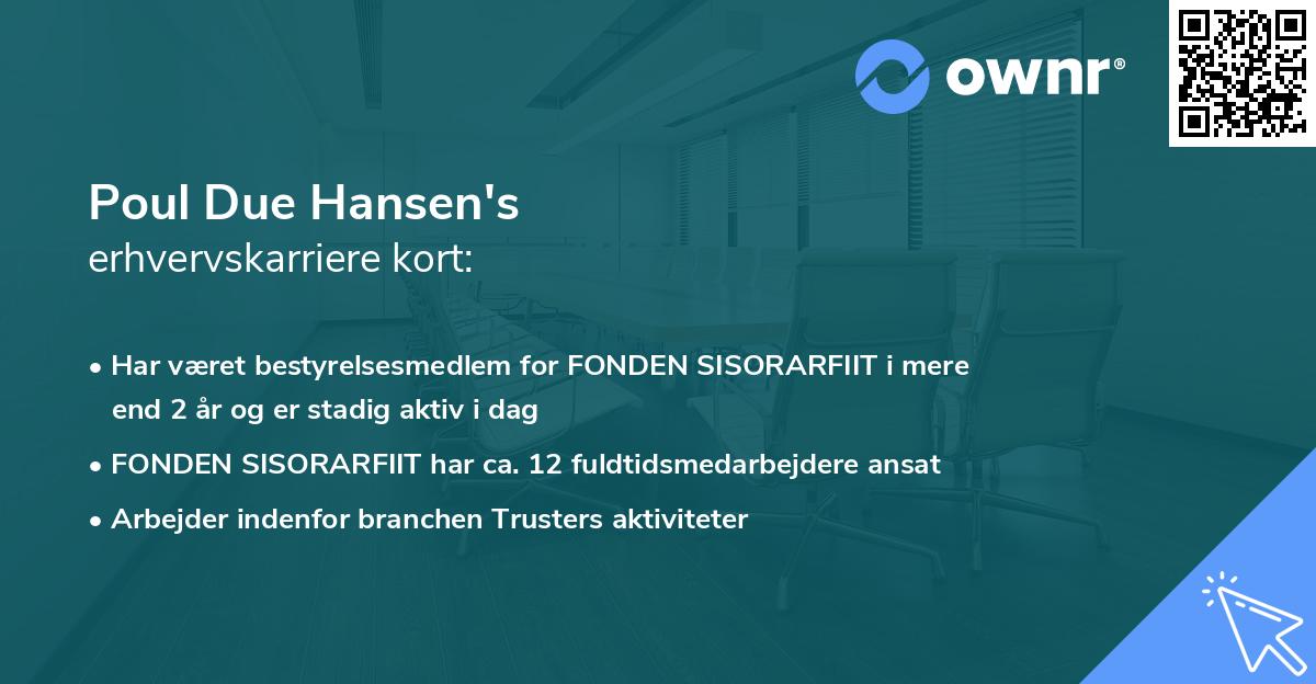 Poul Due Hansen's erhvervskarriere kort