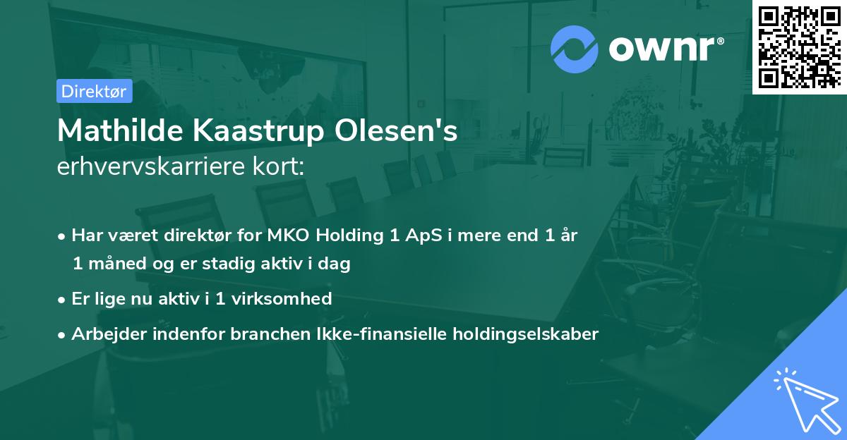 Mathilde Kaastrup Olesen's erhvervskarriere kort